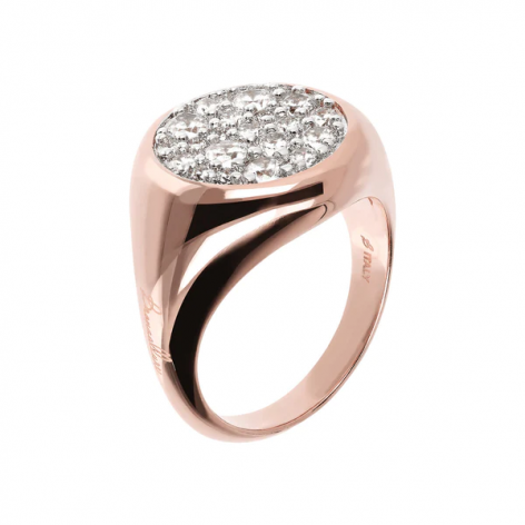 Anello sigillo con Pave' tondo - Bronzallure WSBZ01309.WR-06