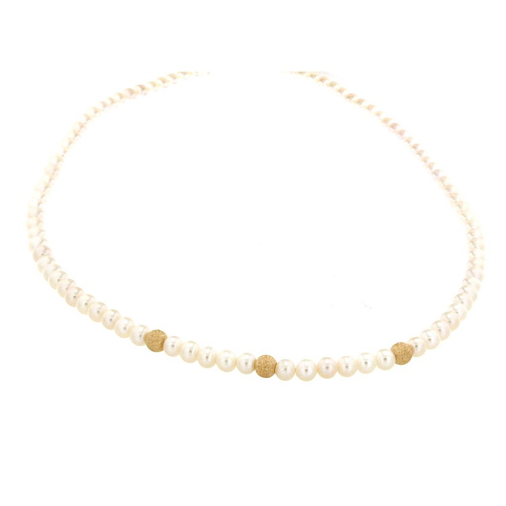 Disshowme Collana Girocollo Con Perle, Fiocco E Nodo – Gioiello Lolita Romantico Per Donna – Color Perla